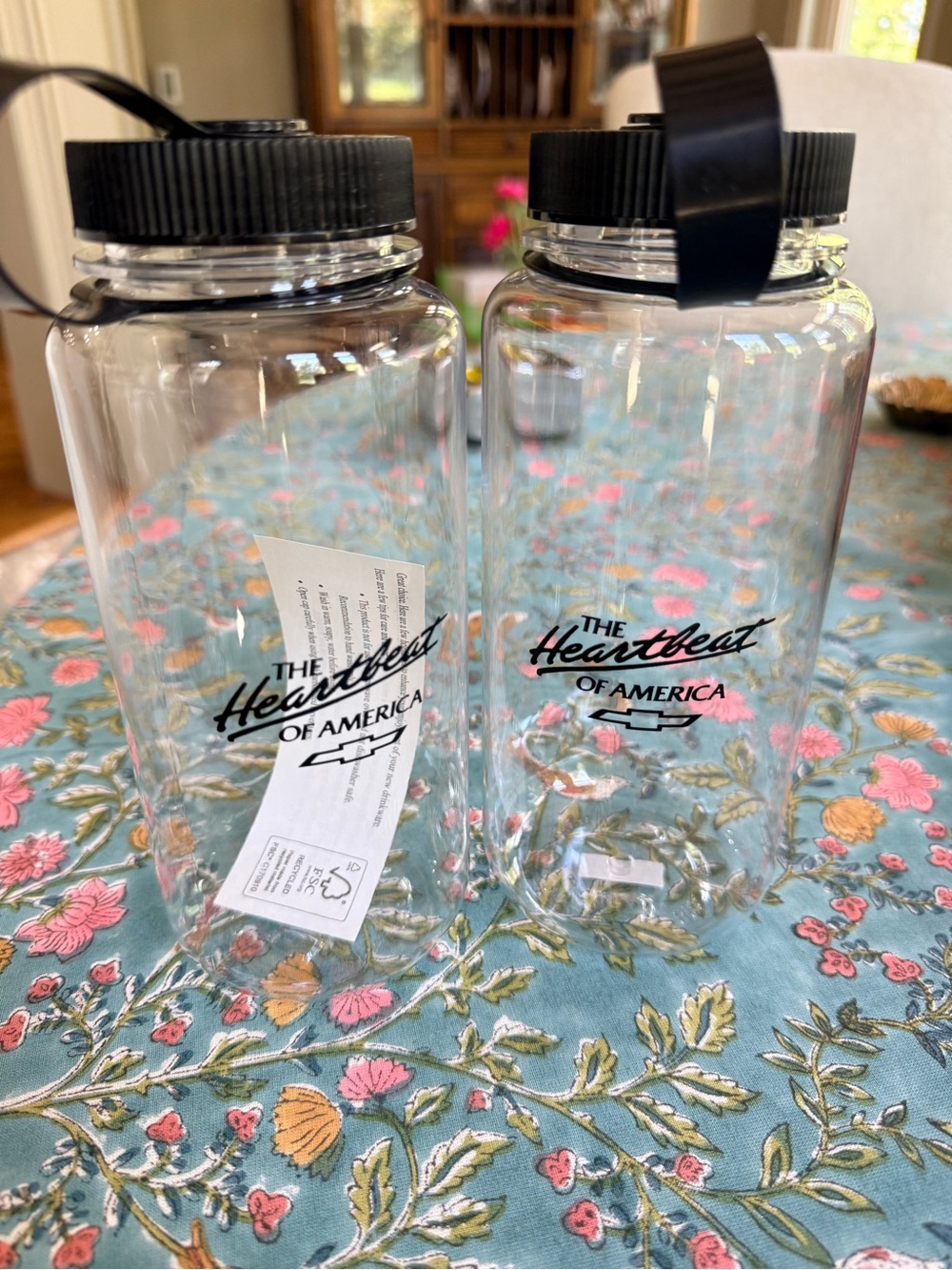 2 Plastic Water Bottles NWT. The Heartbeat of America Chevrolet Brand.